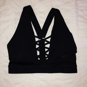 Criss Cross front Black Sports Bra NEVER WORN